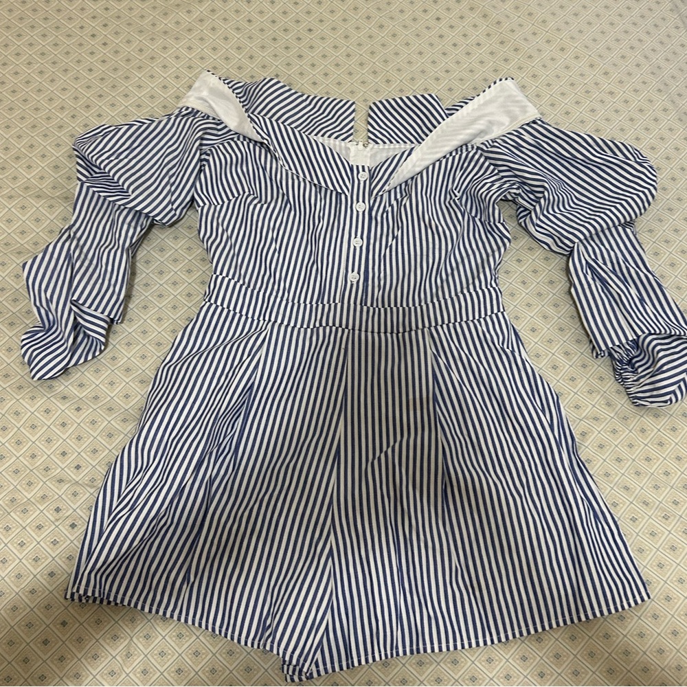 Trac Elegant White & Blue Romper